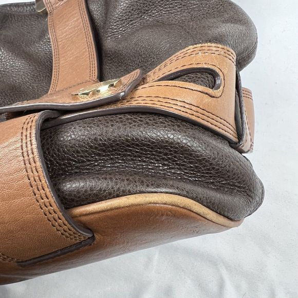 Michael by Michael Kors Brown Pebbled Leather Gold Tone Shoulder Bag Large Purse - Picture 12 of 16